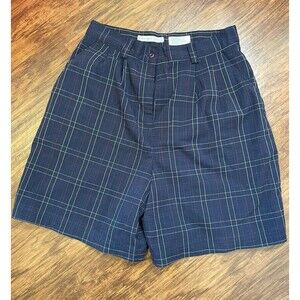 Izod Club Ladies Golf Shorts Navy Blue Plaid Size 10
